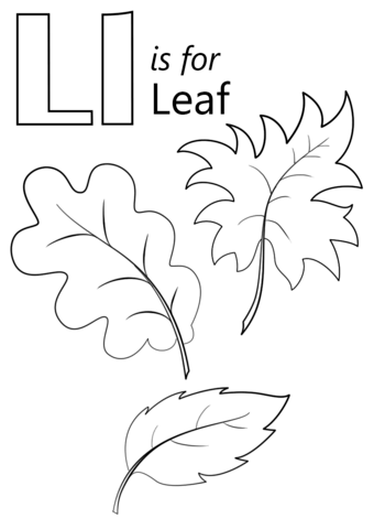 Letter L Is For Leaf Coloring Page